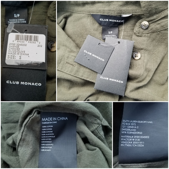 Club Monaco Marnee button down olive cotton - Picture 7 of 9